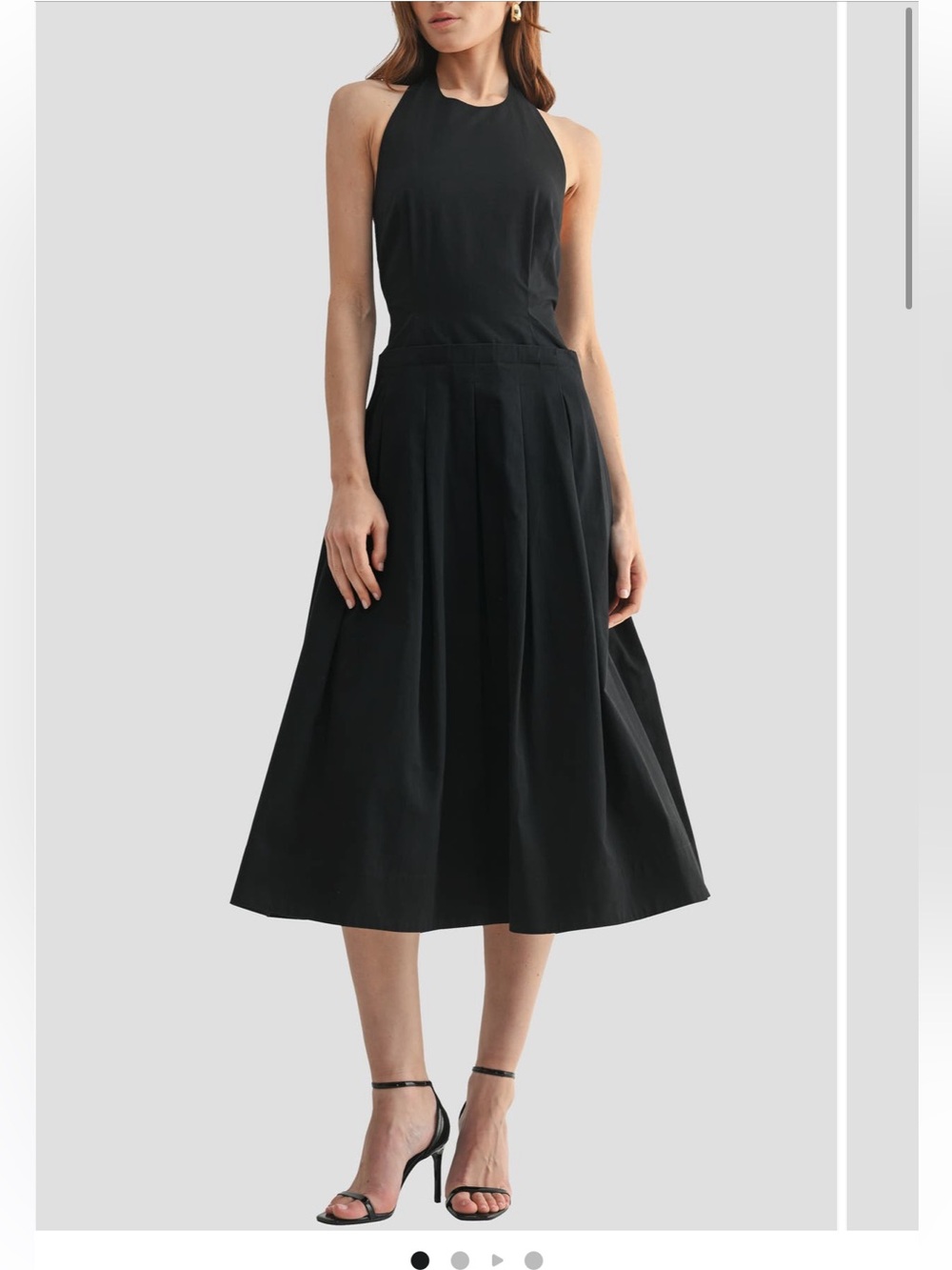 Mila Mae Pleated Halter Cotton Midi Sundress NWT Size Medium Black